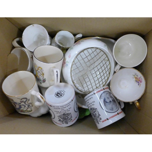 779 - Four boxes of china and glass, including Royal Family commemorative marriage of Prince Charles and L... 