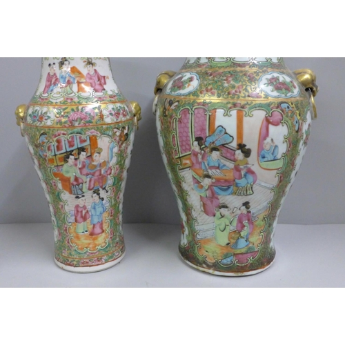 781 - Two 19th Century Chinese Export famille rose vases and covers, tallest 34cm