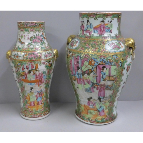 781 - Two 19th Century Chinese Export famille rose vases and covers, tallest 34cm