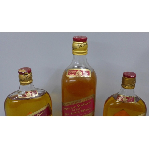 788 - Three bottles of vintage Johnnie Walker red label whisky