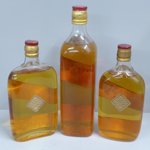 788 - Three bottles of vintage Johnnie Walker red label whisky