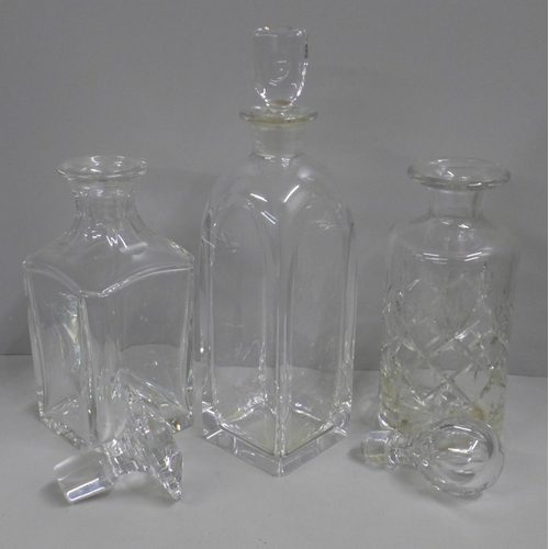 789 - Three decanters; Baccarat, Orrefors and one other