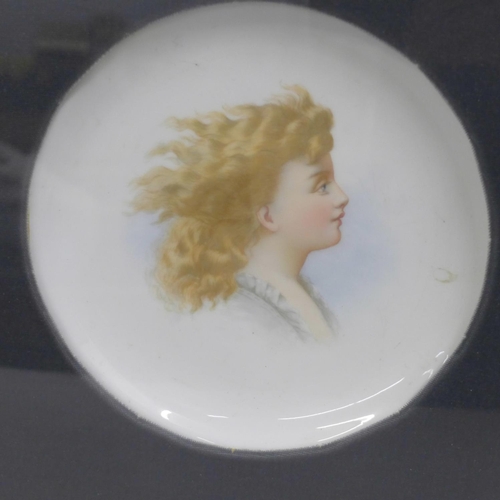 790 - A gilt framed porcelain plate with portrait