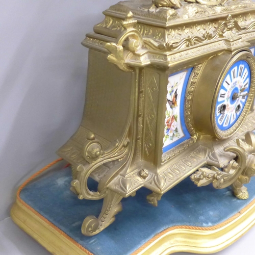 791 - A French 2nd Empire style mantel clock with a gilt spelter ornamented case, circa 1860, the case wit... 