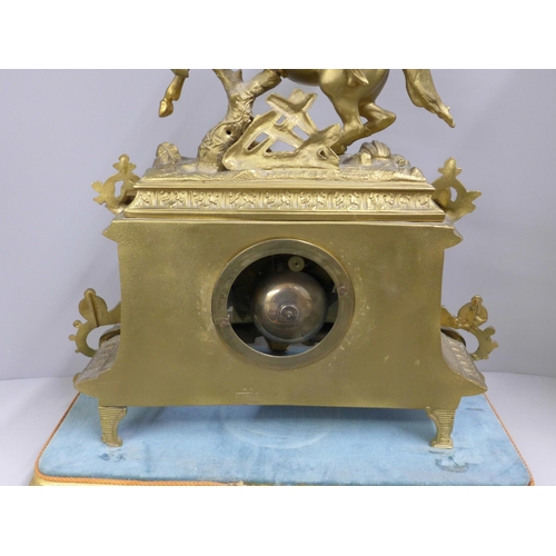 791 - A French 2nd Empire style mantel clock with a gilt spelter ornamented case, circa 1860, the case wit... 