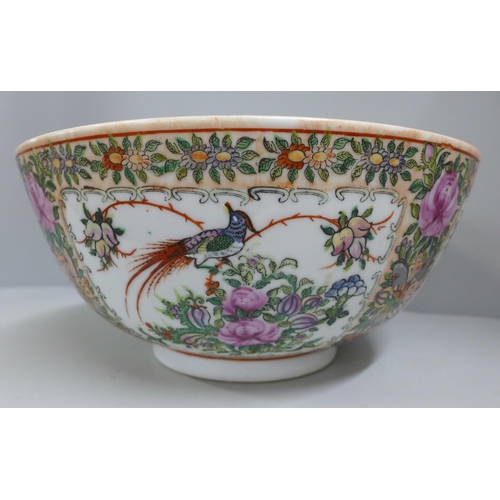 792 - A 19th Century Chinese Export famille rose punch bowl, six character mark to base, 30cm