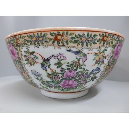 792 - A 19th Century Chinese Export famille rose punch bowl, six character mark to base, 30cm