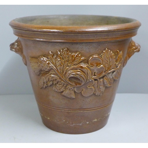 801 - An English salt glaze plant pot, circa 1900, 13.5cm