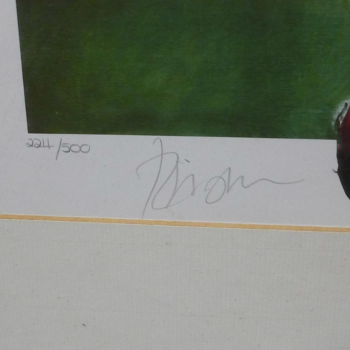 802 - A Robert Highton limited edition print of Thierry Henry, hand signed by both, framed