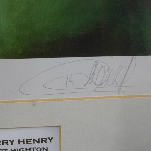 802 - A Robert Highton limited edition print of Thierry Henry, hand signed by both, framed