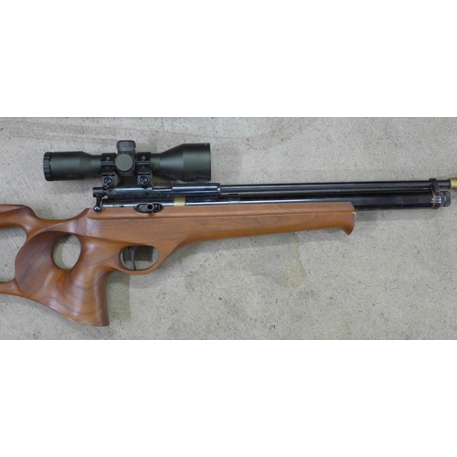 806 - An air rifle, stamped 2700 PSI, with AGS sight and Parker-Hale M1 silencer