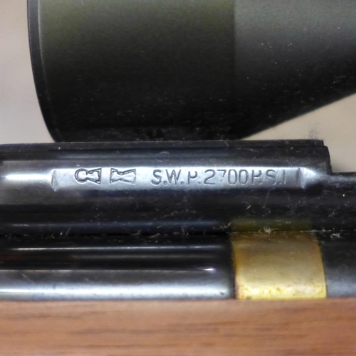 806 - An air rifle, stamped 2700 PSI, with AGS sight and Parker-Hale M1 silencer