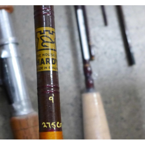 812 - A collection of fishing rods including one Hardy