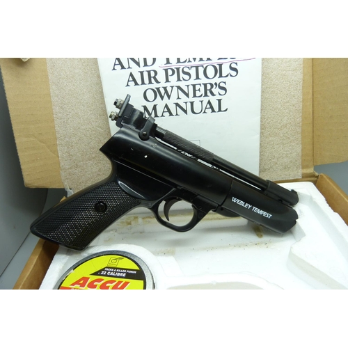 817 - A Webley Tempest target shooting air pistol, .22 cal., with owners manual