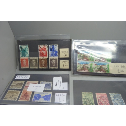 822 - Stamps; better stamps and sets on 20 stock cards, (all identified and catalogued at over £1,500)