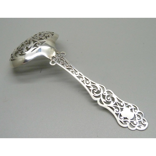 842 - A Victorian silver sifter spoon by George Unite, Birmingham 1854, 28g, 14cm