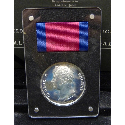 860 - A Waterloo silver campaign commemorative medal, boxed with certificate, 925 silver, 34.2g