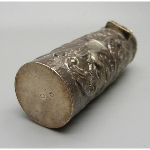 867 - A late Victorian silver scent bottle, no stopper, inner glass a/f