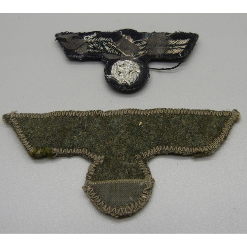 883 - Two German WWII Army Officer's uniform eagles