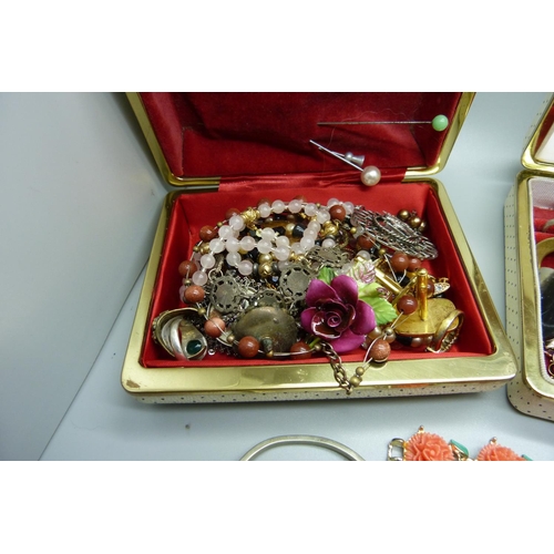 890 - A collection of costume jewellery, (in three boxes)