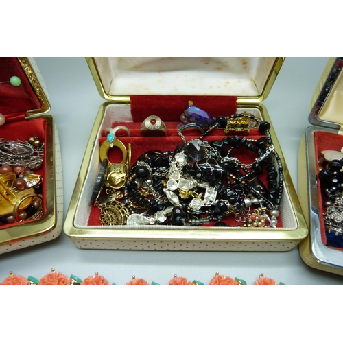 890 - A collection of costume jewellery, (in three boxes)