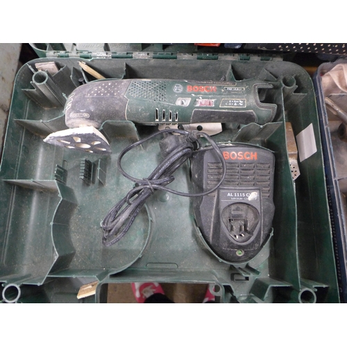 2035 - A Bosch PMF 10, 8 Li cordless sander with charger and case, a Bosch Bosch Hammer GBH 36v-EC compact ... 