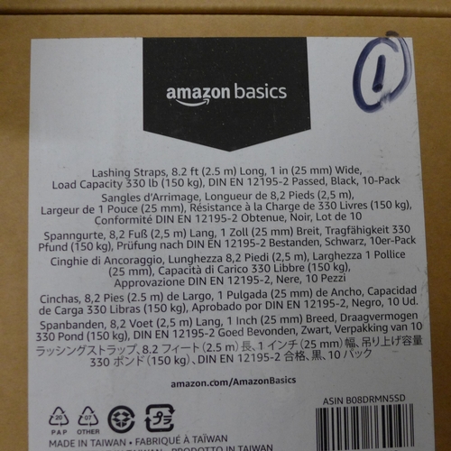 2078 - Two boxes of ten lashing straps, 25mm wide x 2.5m long - sealed