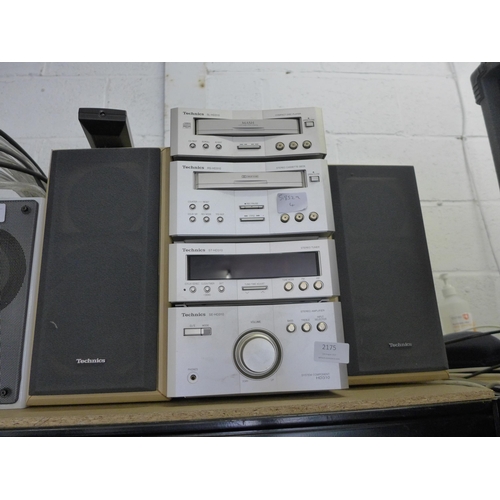 2175 - A Technics (sl-hd310) hi-fi system- cd player, cassette deck, tuner and amplifier with speakers and ... 