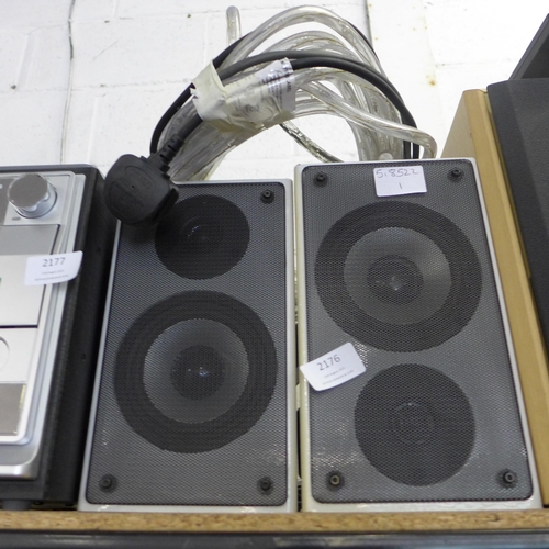 2176 - A pair of Monitor speakers with white rope light