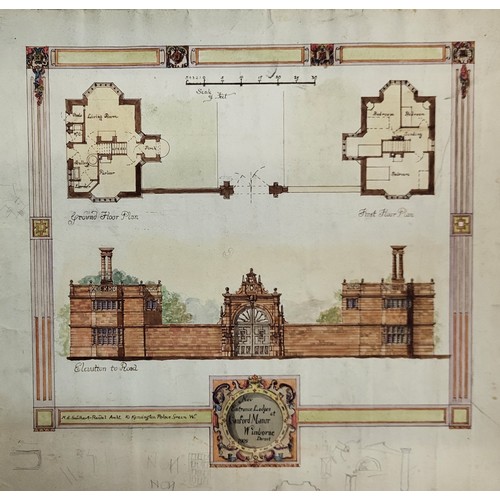 265A - A folio of architectural drawings, mainly Henry Stuart Goodhart-Rendel, pen, ink and watercolours an... 