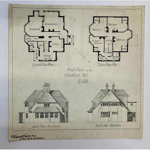 265A - A folio of architectural drawings, mainly Henry Stuart Goodhart-Rendel, pen, ink and watercolours an... 