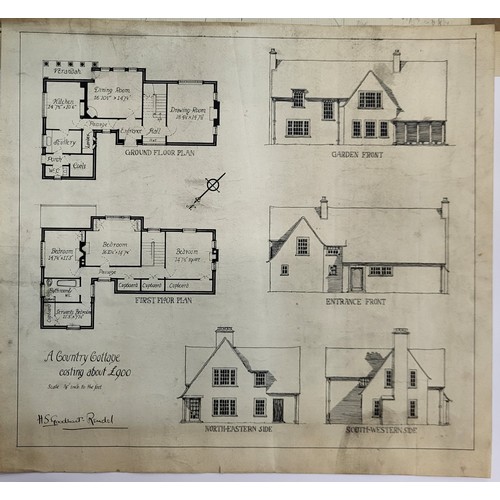 265A - A folio of architectural drawings, mainly Henry Stuart Goodhart-Rendel, pen, ink and watercolours an... 