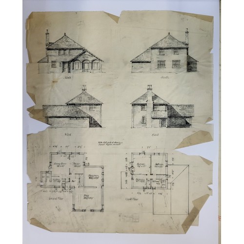 265A - A folio of architectural drawings, mainly Henry Stuart Goodhart-Rendel, pen, ink and watercolours an... 