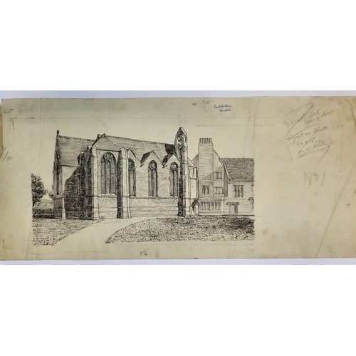 265A - A folio of architectural drawings, mainly Henry Stuart Goodhart-Rendel, pen, ink and watercolours an... 