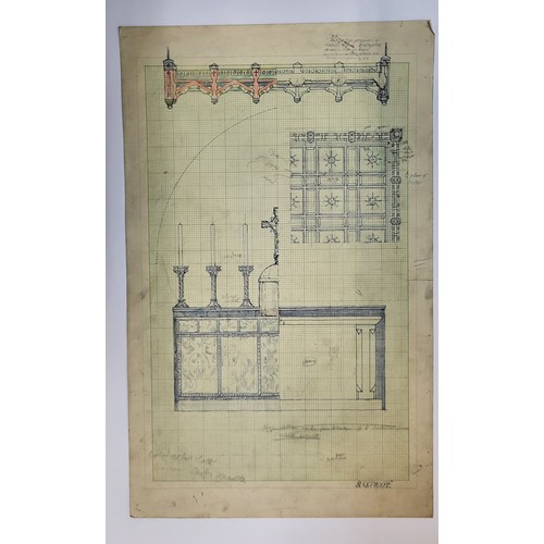 265A - A folio of architectural drawings, mainly Henry Stuart Goodhart-Rendel, pen, ink and watercolours an... 