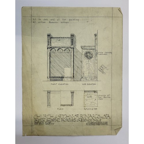 265A - A folio of architectural drawings, mainly Henry Stuart Goodhart-Rendel, pen, ink and watercolours an... 