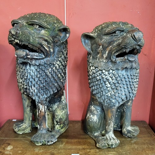 322 - A pair of Chinese terracotta dogs of foe, 70cms h