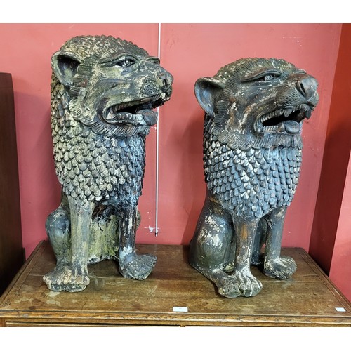 322 - A pair of Chinese terracotta dogs of foe, 70cms h