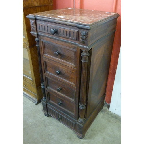 106 - A 19th Century French rosewood and marble topped table de nuit