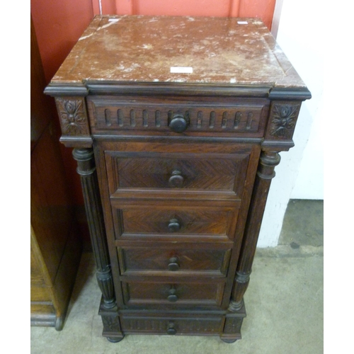 106 - A 19th Century French rosewood and marble topped table de nuit