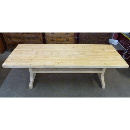 118 - A 19th Century style French pine farmhouse refectory table, 75cms h, 243cms l, 96cms w