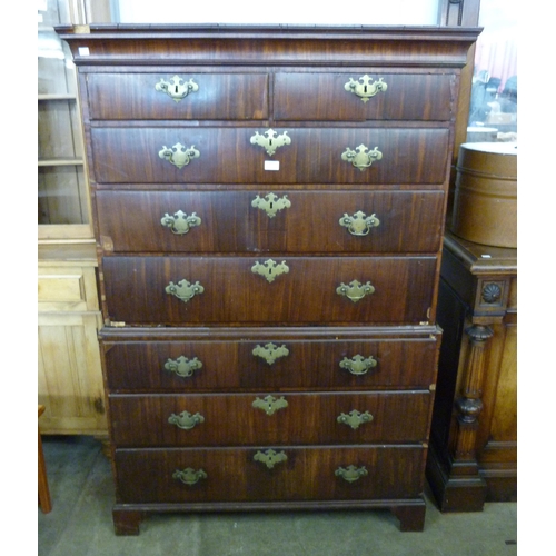 120 - A George III oak and mahogany chest on chest