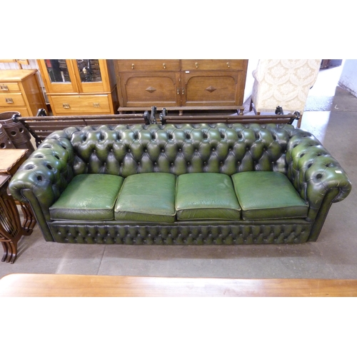 183 - A green leather Chesterfield settee