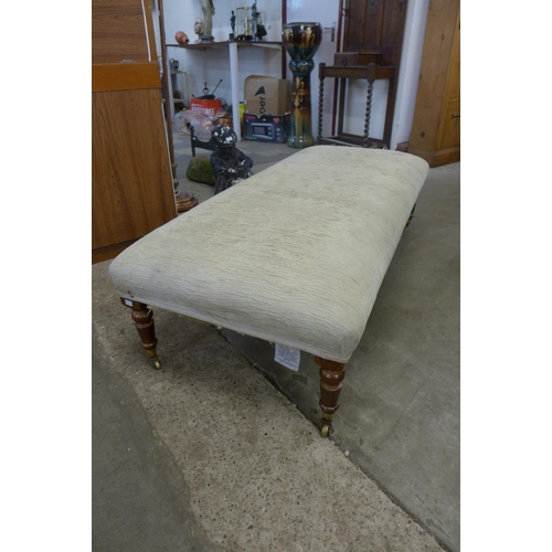 207 - A Victorian style beech and fabric upholstered footstool