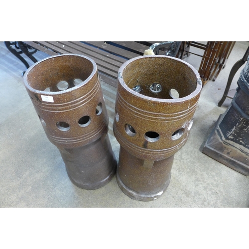 239 - A pair of Victorian glazed terracotta chimney-pots