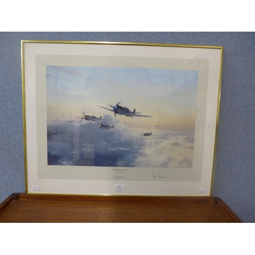 265 - A Robert Taylor print, Flight of Eagles, signed by Adolf Galland, framed