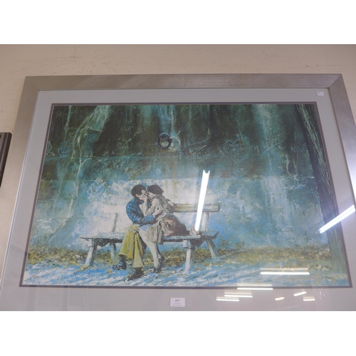 267 - A signed Rolf Harris artist's proof limited edition print on canvas, Lovers on the Seine, framed