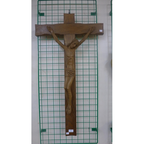 297 - A large French oak crucifix