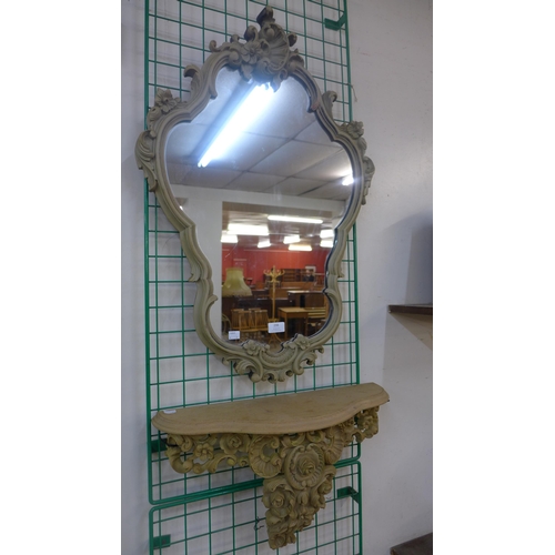 298 - A French gilt framed mirror and shelf