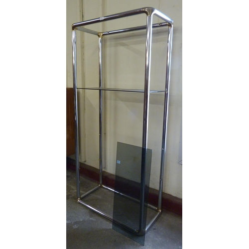 70 - A chrome and smoked glass room divider